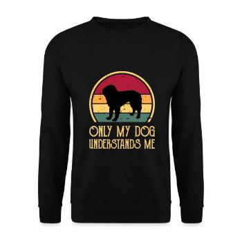 Bosnischer grobhaariger Hund Hund Silhouette Retro - Unisex Pullover - Schwarz - Vorne - Alina (178cm) & Michal (187cm)