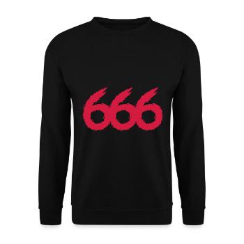 666 Symbol Zahl - Unisex Pullover - Schwarz - Vorne - Alina (178cm) & Michal (187cm)