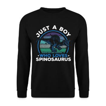 Just A Boy Who Loves Spinosaurus Dinosaur Dino - Unisex Pullover - Schwarz - Vorne - Alina (178cm) & Michal (187cm)