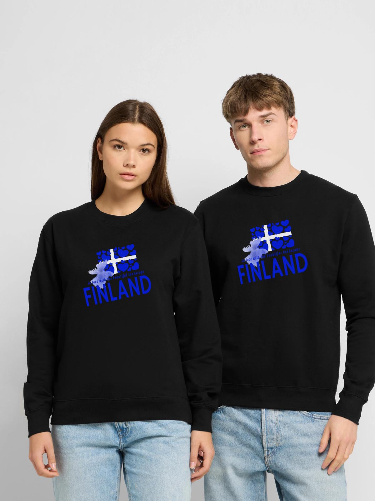Finnland Finland - Unisex Pullover - Schwarz - Vorne - Alina (178cm) & Michal (187cm)