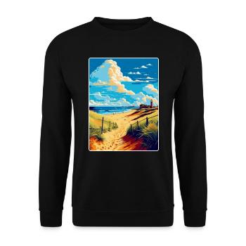 Suffolk Küste Vintage Reise Poster Souvenir WPA - Unisex Pullover - Schwarz - Vorne - Alina (178cm) & Michal (187cm)