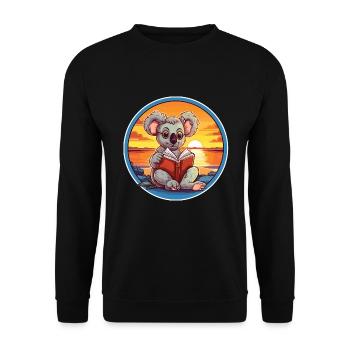 Koala Niedliche Lustige Karikatur Kawaii Buch Strand - Unisex Pullover - Schwarz - Vorne - Alina (178cm) & Michal (187cm)