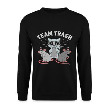 Team Trash Racoon Lover - Unisex Pullover - Schwarz - Vorne - Alina (178cm) & Michal (187cm)