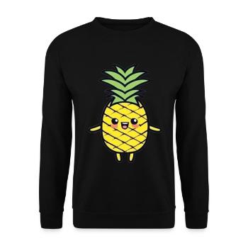 Fröhliche Ananas Cartoon-Charme - Unisex Pullover - Schwarz - Vorne - Alina (178cm) & Michal (187cm)