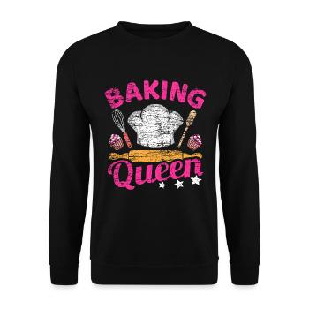 Backen Spruch - Unisex Pullover - Schwarz - Vorne - Alina (178cm) & Michal (187cm)