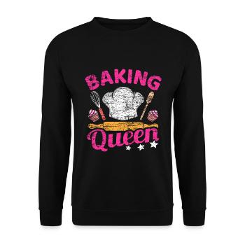 Backen Spruch - Unisex Pullover - Schwarz - Vorne - Alina (178cm) & Michal (187cm)