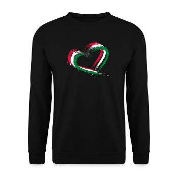 Herz Bürste Flagge der Malediven Fahne Urlaub - Unisex Pullover - Schwarz - Vorne - Alina (178cm) & Michal (187cm)
