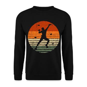 Bergsteiger Klettern Bouldern Boulder Kletterer - Unisex Pullover - Schwarz - Vorne - Alina (178cm) & Michal (187cm)