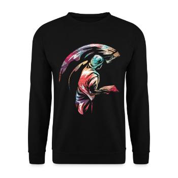 Kunstvoller Stuckateur Fassadenputz - Unisex Pullover - Schwarz - Vorne - Alina (178cm) & Michal (187cm)