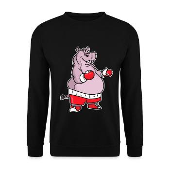 Schlagfertiges Nilpferd Boxring - Unisex Pullover - Schwarz - Vorne - Alina (178cm) & Michal (187cm)