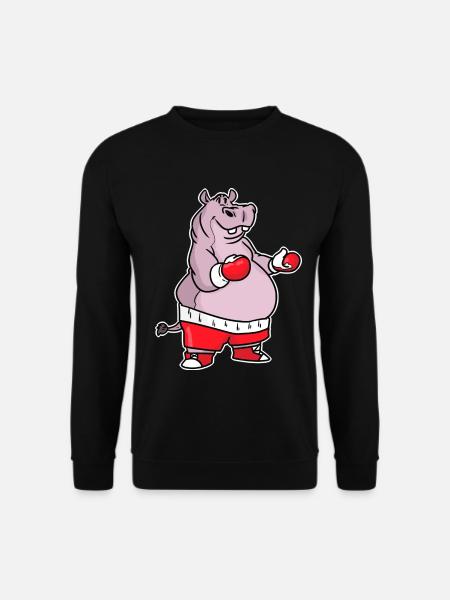 Schlagfertiges Nilpferd Boxring - Unisex Pullover - Schwarz