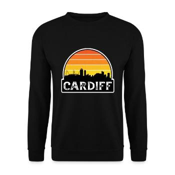 Cardiff Wales Flagge Skyline Reisesouvenir - Unisex Pullover - Schwarz - Vorne - Alina (178cm) & Michal (187cm)