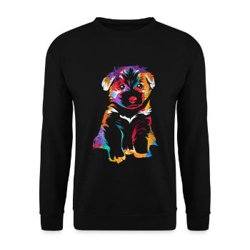 Flinker Border Collie Hütearbeit - Unisex Pullover - Schwarz - Vorne - Alina (178cm) & Michal (187cm)