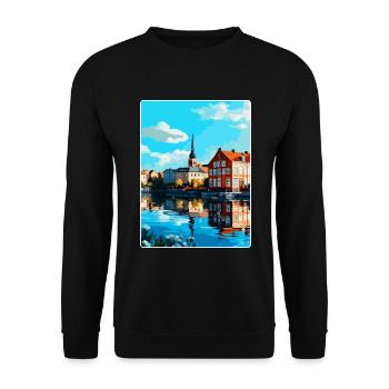 Eskilstuna Suède Affiche de voyage vintage souvenir - Sweat-shirt Unisexe - noir - Devant - Alina (178cm) & Michal (187cm)