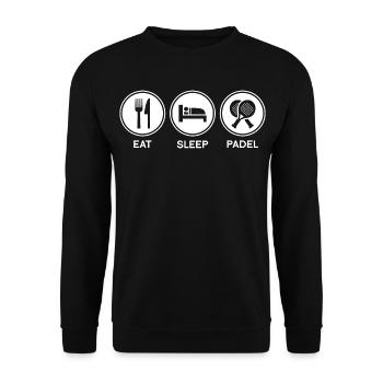 Padel Eat Sleep Padel Tennis Spieler - Unisex Pullover - Schwarz - Vorne - Alina (178cm) & Michal (187cm)