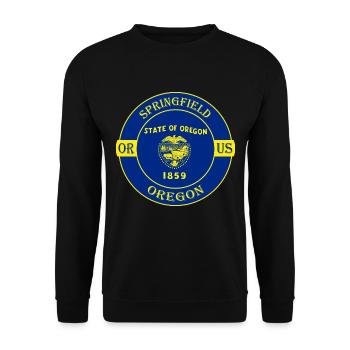 Springfield Oregon Flagge USA Reise Souvenir Abzeichen - Unisex Pullover - Schwarz - Vorne - Alina (178cm) & Michal (187cm)