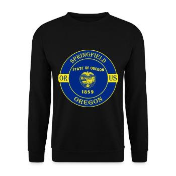Springfield Oregon Flagge USA Reise Souvenir Abzeichen - Unisex Pullover - Schwarz - Vorne - Alina (178cm) & Michal (187cm)