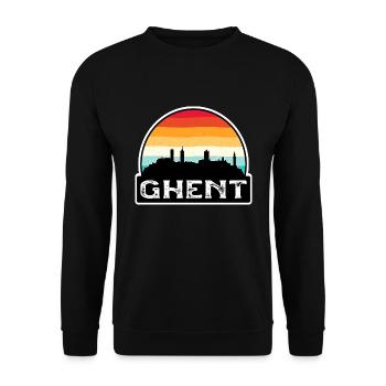 Gent Belgien Flagge Skyline Reisesouvenir - Unisex Pullover - Schwarz - Vorne - Alina (178cm) & Michal (187cm)
