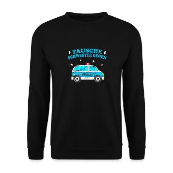 Lustiges Kinder Shirt Polizei Auto - Unisex Pullover - Schwarz - Vorne - Alina (178cm) & Michal (187cm)