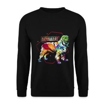 Gelassener Hovawart Begleithund - Unisex Pullover - Schwarz - Vorne - Alina (178cm) & Michal (187cm)