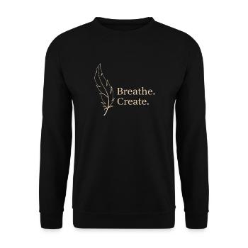 Breath Create Feder Leichtigkeit - Unisex Pullover - Schwarz - Vorne - Alina (178cm) & Michal (187cm)