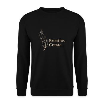 Breath Create Feder Leichtigkeit - Unisex Pullover - Schwarz - Vorne - Alina (178cm) & Michal (187cm)