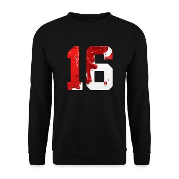 NO. 16 NUMBER 16 RED WHITE 16TH BIRTHDAY - Unisex Sweatshirt - black - Front - Alina (178cm) & Michal (187cm)