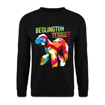 Wachsamer Bedlington Terrier Hundesport - Unisex Pullover - Schwarz - Vorne - Alina (178cm) & Michal (187cm)