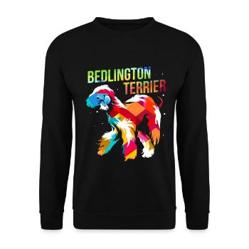 Wachsamer Bedlington Terrier Hundesport - Unisex Pullover - Schwarz - Vorne - Alina (178cm) & Michal (187cm)