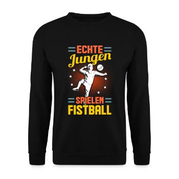 Faustballspieler Faustballer Faustball - Unisex Pullover - Schwarz - Vorne - Alina (178cm) & Michal (187cm)