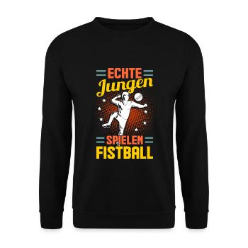Faustballspieler Faustballer Faustball - Unisex Pullover - Schwarz - Vorne - Alina (178cm) & Michal (187cm)