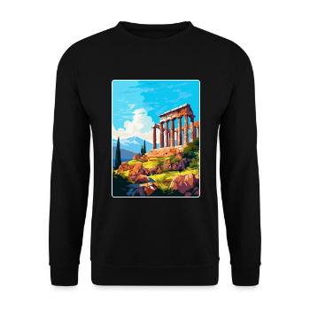 Antikes Korinth Griechenland Vintage Reiseposter WPA - Unisex Pullover - Schwarz - Vorne - Alina (178cm) & Michal (187cm)