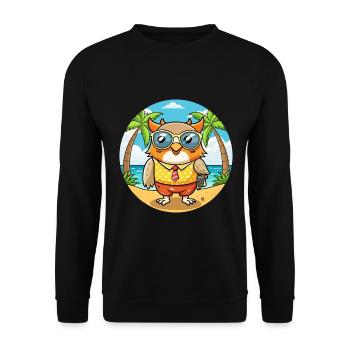 Eule Lustige Cartoon Sommer Strand Sonnenbrille - Unisex Pullover - Schwarz - Vorne - Alina (178cm) & Michal (187cm)
