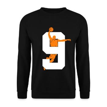 NUMMER 9 BASKETBALL 9. GEBURTSTAG - Unisex Pullover - Schwarz - Vorne - Alina (178cm) & Michal (187cm)