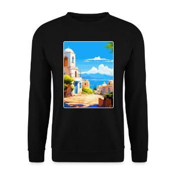 Kos Griechenland Vintage Reise Poster Souvenir Souvenir - Unisex Pullover - Schwarz - Vorne - Alina (178cm) & Michal (187cm)