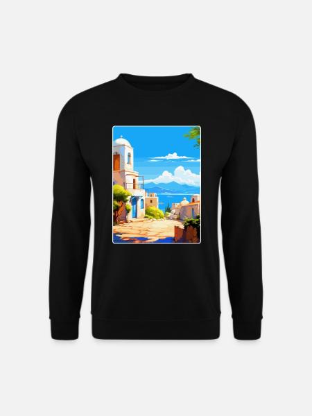 Kos Griechenland Vintage Reise Poster Souvenir Souvenir - Unisex Pullover - Schwarz