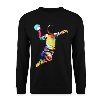 Blitzschneller Handball Torjäger - Unisex Pullover - Schwarz - Vorne - Alina (178cm) & Michal (187cm)