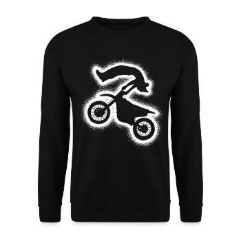 Dirt Biker Motorrad Jungen Herren Motocross - Unisex Pullover - Schwarz - Vorne - Alina (178cm) & Michal (187cm)