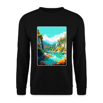 Peneda Geres Nationalpark Portugal Reiseplakat - Unisex Pullover - Schwarz - Vorne - Alina (178cm) & Michal (187cm)