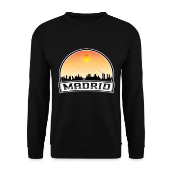 Madrid Spanien Skyline Vintage Sunset Travel Souveni - Unisex Pullover - Schwarz - Vorne - Alina (178cm) & Michal (187cm)