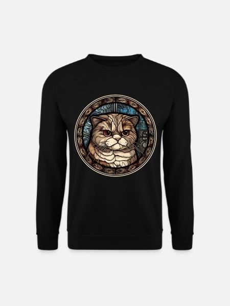 Scottish Fold Katzenrasse Aquarellglas - Unisex Pullover - Schwarz