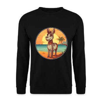 Esel Lustige Cartoon-Kawaii-Strandillustration - Unisex Pullover - Schwarz - Vorne - Alina (178cm) & Michal (187cm)