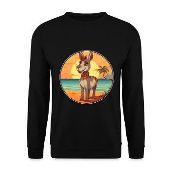 Esel Lustige Cartoon-Kawaii-Strandillustration - Unisex Pullover - Schwarz - Vorne - Alina (178cm) & Michal (187cm)
