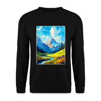 Berge Polen Vintage Reise Poster WPA - Unisex Pullover - Schwarz - Vorne - Alina (178cm) & Michal (187cm)