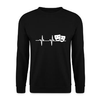 Drama Masks Theatre Heart palpitations - Unisex Sweatshirt - black - Front - Alina (178cm) & Michal (187cm)