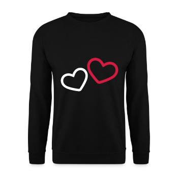 Zwei Herzchen Herz - Unisex Pullover - Schwarz - Vorne - Alina (178cm) & Michal (187cm)