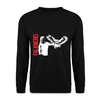 Leidenschaftliche Falknerei Beizjagd - Unisex Pullover - Schwarz - Vorne - Alina (178cm) & Michal (187cm)