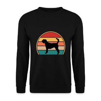 Kromfohrländer Hundeliebhaber Silhouette Vintage Sonnenuntergang - Unisex Pullover - Schwarz - Vorne - Alina (178cm) & Michal (187cm)