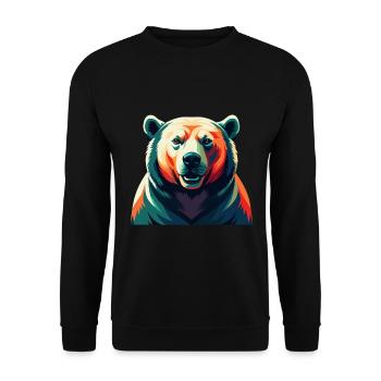 Eisbär Zeichentrickfigur Buntes Haustier Tier - Unisex Pullover - Schwarz - Vorne - Alina (178cm) & Michal (187cm)