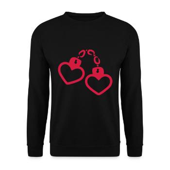 Handschelle Herz - Unisex Pullover - Schwarz - Vorne - Alina (178cm) & Michal (187cm)